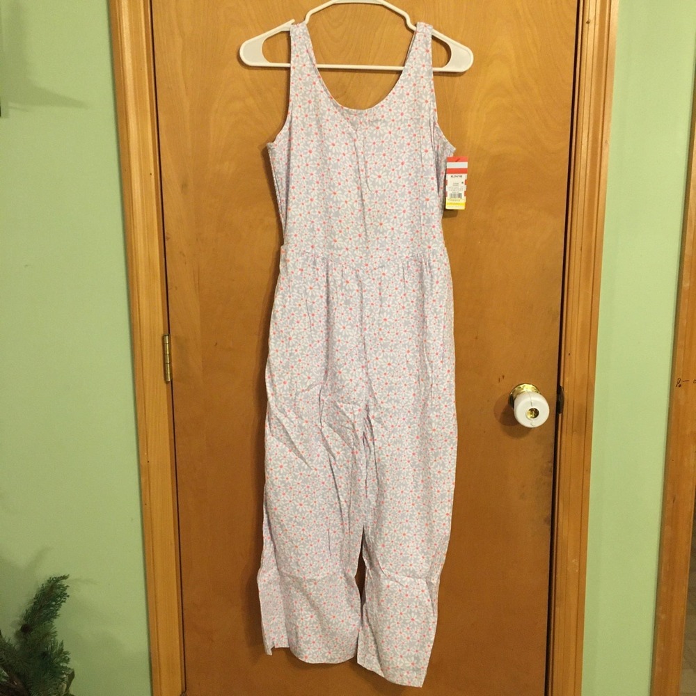 Cat & Jack Jumpsuit Kids XL 14/16‎ Blue Floral NWT Daisy Cutout Back Wide Leg